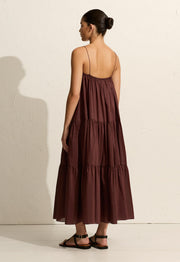 Voluminous Tiered Sundress - Burgundy - Matteau